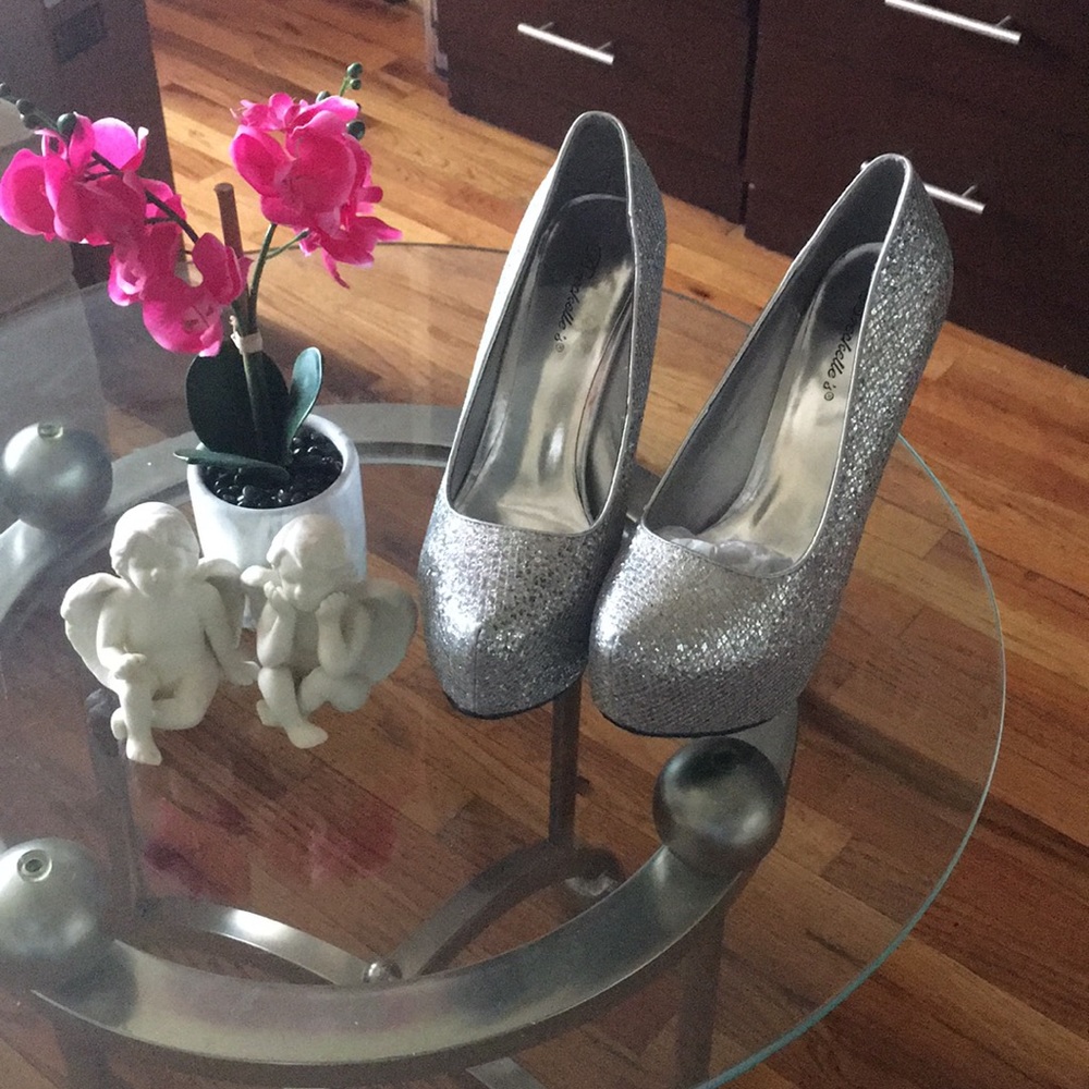 Silver platform heels